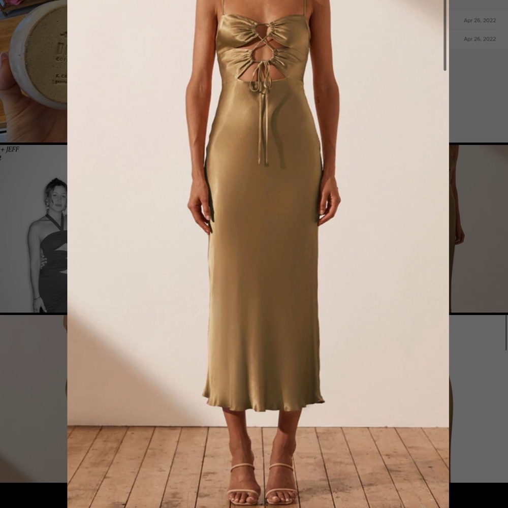 Shona Joy ALMA LACE UP MIDI DRESS - CUMIN